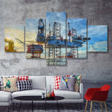 Oil Platform 5 Piece Canvas Prints Wall Art Decor - Painting Canvas, Multi Panels