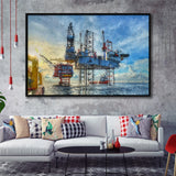 Oil Platform Framed Canvas Prints Wall Art Decor - Paiting Canvas, Art Prints, Floating Frame