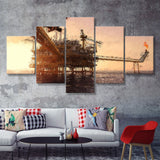 Oil and Gas Industry 5 Piece Canvas Prints Wall Art Decor - Painting Canvas, Multi Panels