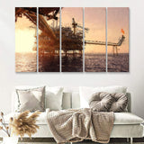 Oil and Gas Industry 5 Piece B Canvas Prints Wall Art Decor - Painting Canvas, Multi Panels