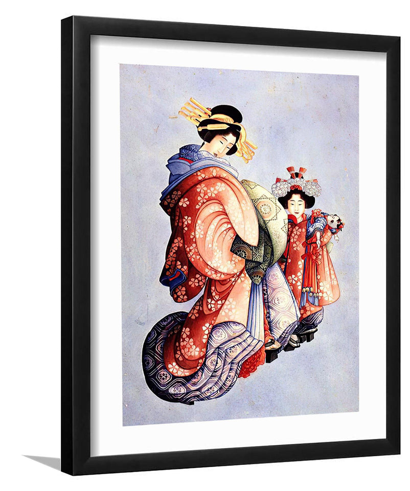 Oiran and Kamuro - Katsushuka Hokusai - Art Print, Frame Art, Painting Art