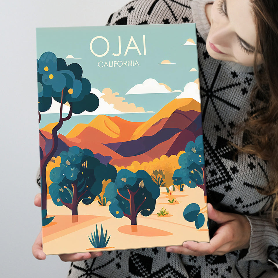 Ojai Valley California Retro Art Print ,City Art Print, Large Canvas, Canvas Print Wall Art Home Decor