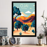 Ojai Valley California Retro Art Print, City Art Print, Framed Art Print Wall Art Home Decor, Framed Picture