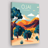 Ojai Valley California Retro Art Print ,City Art Print, Large Canvas, Canvas Print Wall Art Home Decor