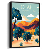 Ojai Valley California Retro Art Print, Large Canvas, Framed Canvas Print Wall Art Home Decor, Floating Frame
