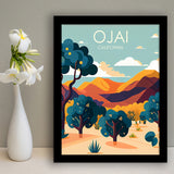 Ojai Valley California Retro Art Print, City Art Print, Framed Art Print Wall Art Home Decor, Framed Picture