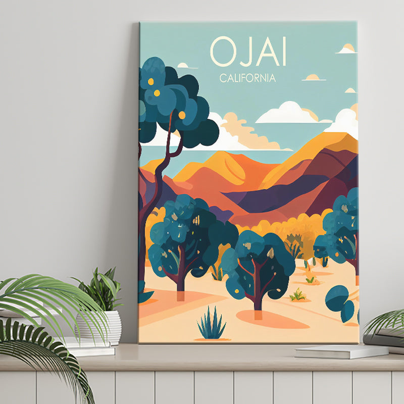 Ojai Valley California Retro Art Print ,City Art Print, Large Canvas, Canvas Print Wall Art Home Decor