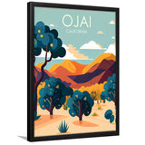 Ojai Valley California Retro Art Print, City Art Print, Framed Art Print Wall Art Home Decor, Framed Picture