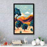 Ojai Valley California Retro Art Print, Large Canvas, Framed Canvas Print Wall Art Home Decor, Floating Frame