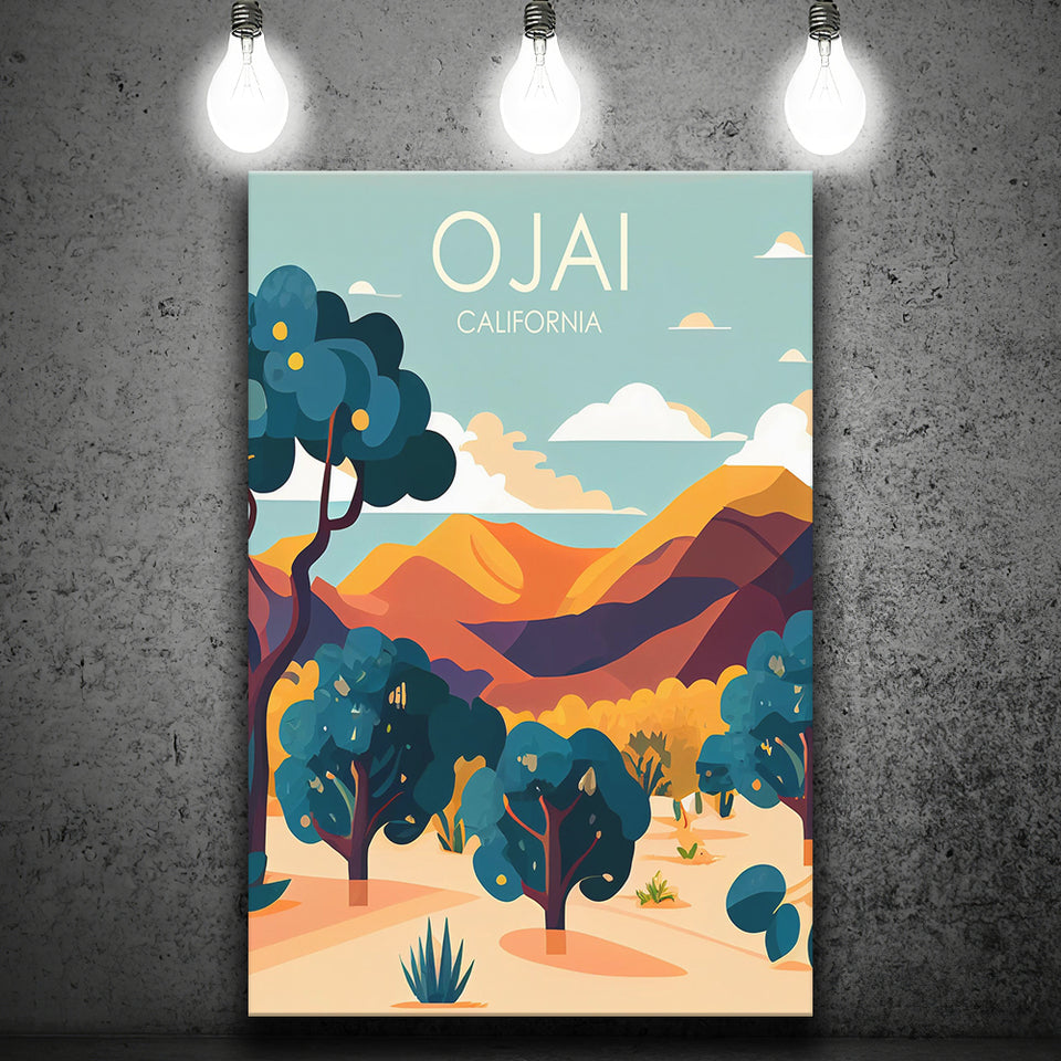 Ojai Valley California Retro Art Print ,City Art Print, Large Canvas, Canvas Print Wall Art Home Decor