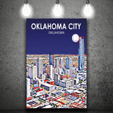 Oklahoma City Oklahoma Night Landscape ,City Art Print, Large Canvas, Canvas Print Wall Art Home Decor