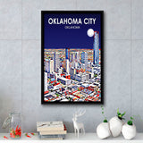 Oklahoma City Oklahoma Night Landscape, Large Canvas, Framed Canvas Print Wall Art Home Decor, Floating Frame