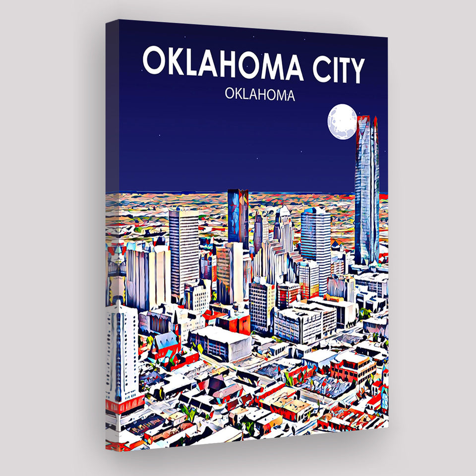 Oklahoma City Oklahoma Night Landscape ,City Art Print, Large Canvas, Canvas Print Wall Art Home Decor