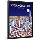 Oklahoma City Oklahoma Night Landscape, City Art Print, Framed Art Print Wall Art Home Decor, Framed Picture