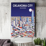 Oklahoma City Oklahoma Night Landscape ,City Art Print, Large Canvas, Canvas Print Wall Art Home Decor