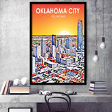 Oklahoma City Oklahoma Sunset Landscape, City Art Print, Framed Art Print Wall Art Home Decor, Framed Picture