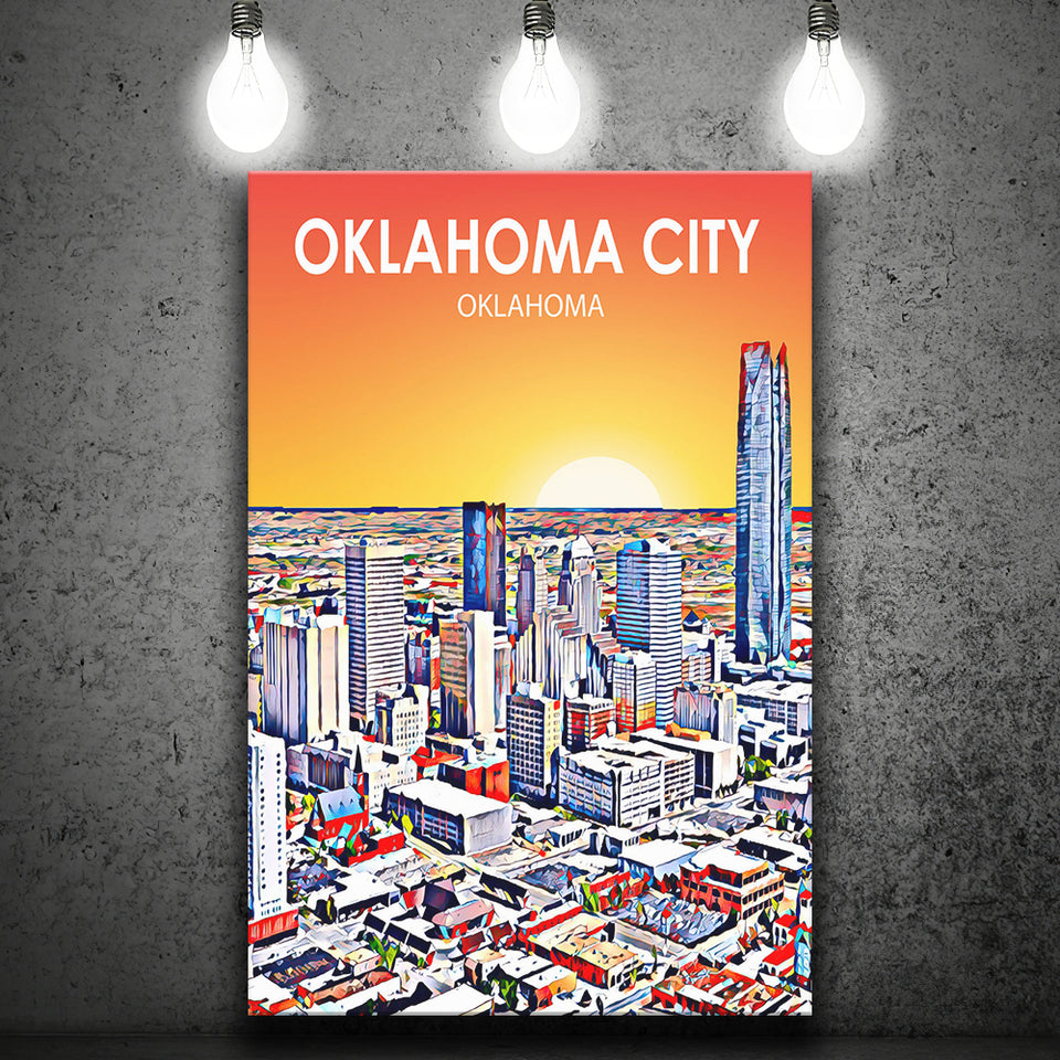 Oklahoma City Oklahoma Sunset Landscape ,City Art Print, Large Canvas, Canvas Print Wall Art Home Decor