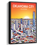 Oklahoma City Oklahoma Sunset Landscape, Large Canvas, Framed Canvas Print Wall Art Home Decor, Floating Frame