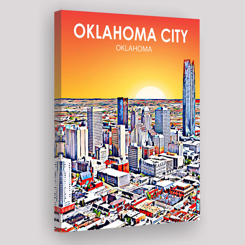 Oklahoma City Oklahoma Sunset Landscape ,City Art Print, Large Canvas, Canvas Print Wall Art Home Decor