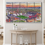 Oklahoma Memorial Stadium Oklahoma College Stadium Watercolor, 5 Pieces B, Multi Panel Canvas Prints Wall Art Decor