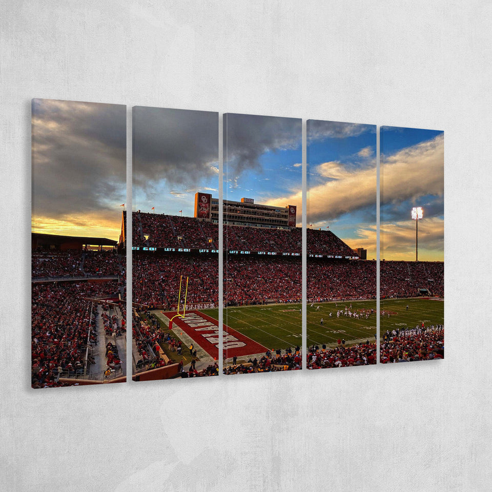 Oklahoma Sooners Wall Art Oklahoma Memorial Stadium Canvas Prints,Multi Panels B,Sport Stadium Art Prints, Fan Gift