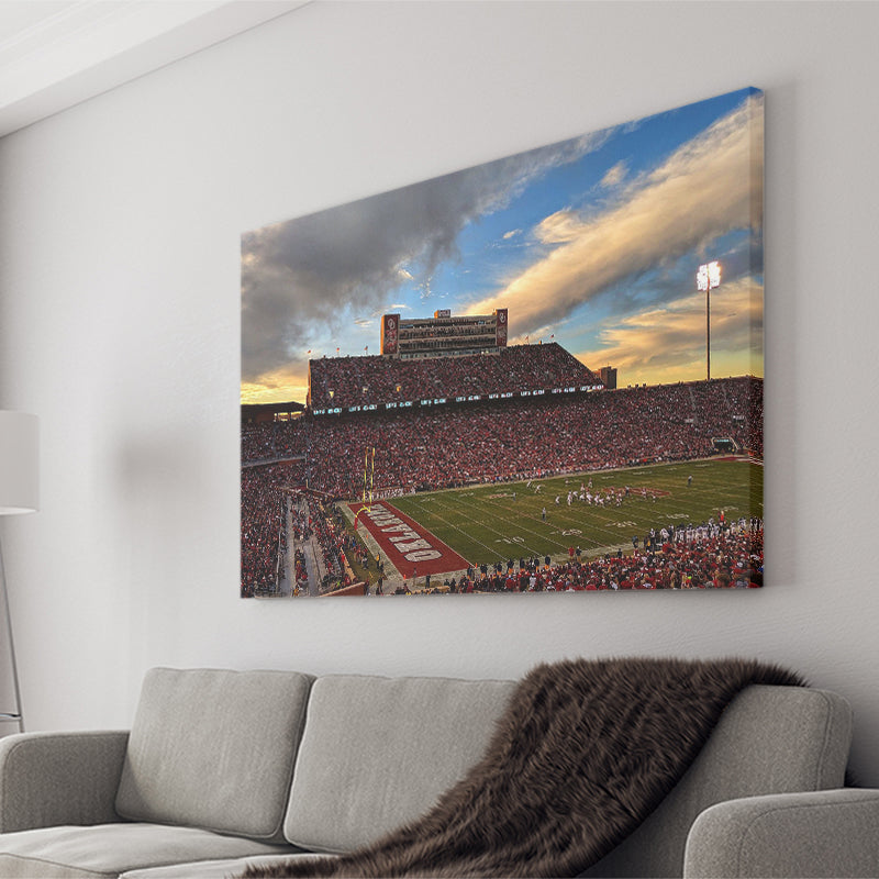 Oklahoma Sooners Wall Art Oklahoma Memorial Stadium Canvas Prints,Sport Stadium Art Prints, Fan Gift, Wall Decor