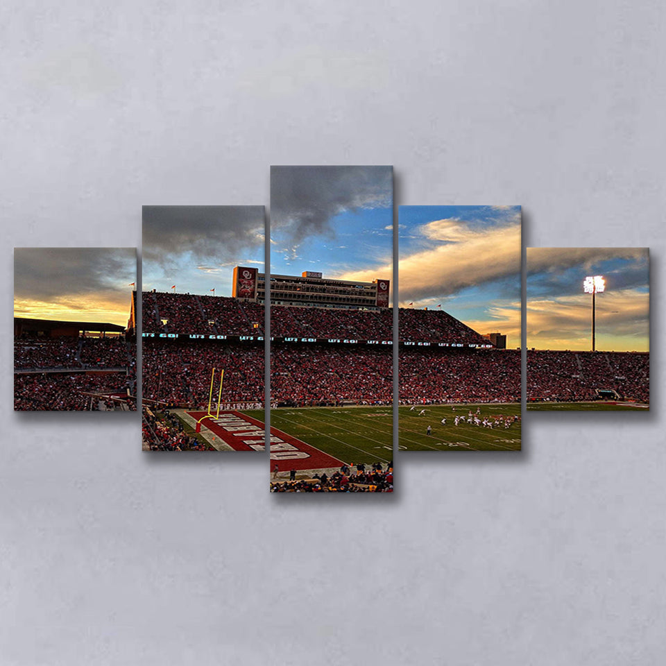 Oklahoma Sooners Wall Art Oklahoma Memorial Stadium Canvas Prints,Multi Panels,Sport Stadium Art Prints, Fan Gift