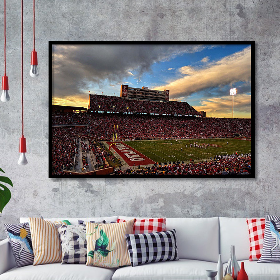 Oklahoma Sooners Wall Art Oklahoma Memorial Stadium Art Prints,Sport Stadium Art Prints, Fan Gift, Wall Decor