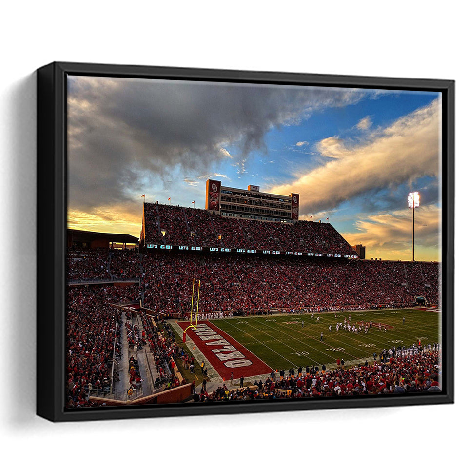 Oklahoma Sooners Wall Art Oklahoma Memorial Stadium Framed Canvas Prints,Sport Stadium Art Prints, Fan Gift
