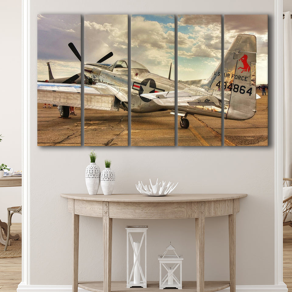 Old Air Force Planes Aircraft, Multi Panels, 5 Pieces B, Canvas Prints Wall Art Home Decor,X Large Canvas