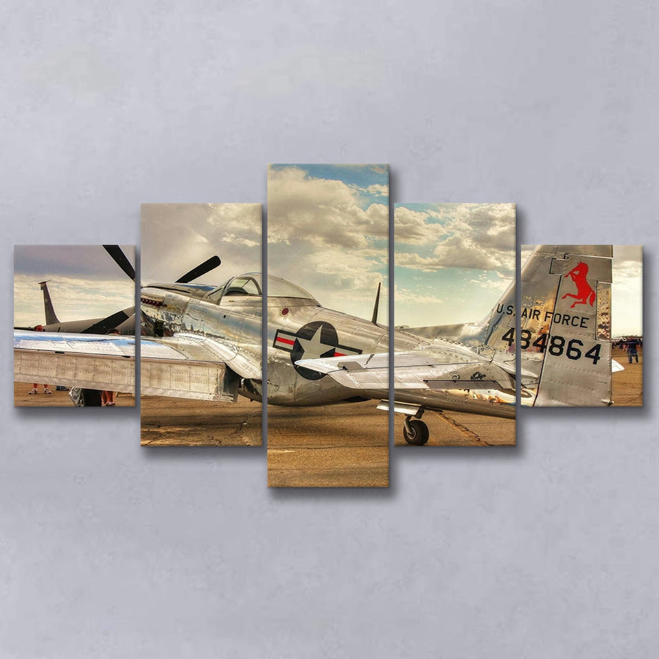 Old Air Force Planes Aircraft, Multi Panels, 5 Pieces, Canvas Prints Wall Art Home Decor