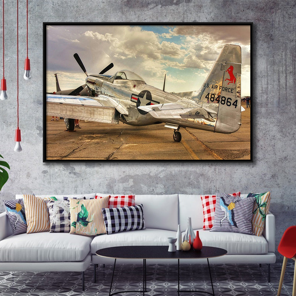 Old Air Force Planes Aircraft, Framed Canvas Prints Wall Art Home Decor,Floating Frame, Ready to Hang