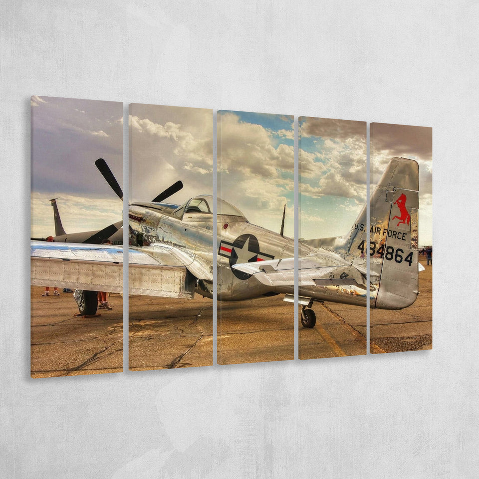 Old Air Force Planes Aircraft, Multi Panels, 5 Pieces B, Canvas Prints Wall Art Home Decor,X Large Canvas