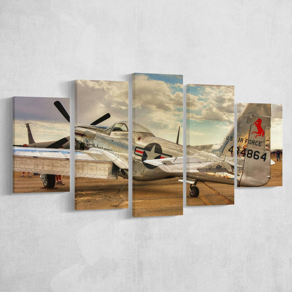 Old Air Force Planes Aircraft, Multi Panels, 5 Pieces, Canvas Prints Wall Art Home Decor