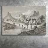 Old Central African Village Canvas Prints Wall Art - Painting Canvas, African Art, Home Wall Decor, Painting Prints, For Sale
