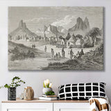 Old Central African Village Canvas Prints Wall Art - Painting Canvas, African Art, Home Wall Decor, Painting Prints, For Sale