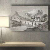 Old Central African Village Canvas Prints Wall Art - Painting Canvas, African Art, Home Wall Decor, Painting Prints, For Sale