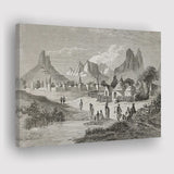 Old Central African Village Canvas Prints Wall Art - Painting Canvas, African Art, Home Wall Decor, Painting Prints, For Sale