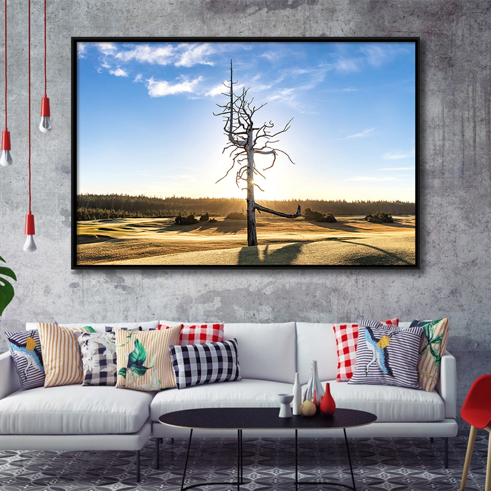 Old Macdonald Golf Course, Ghost Tree, Golf Art Print, Framed Canvas Prints Wall Art Decor, Floating Frame