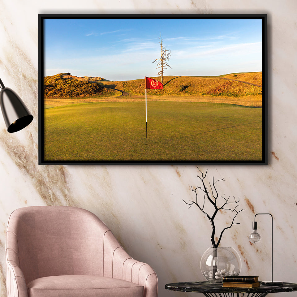 Old Macdonald Golf Course, Hole 2 With Ghost Tree, Golf Art Print, Framed Canvas Prints Wall Art Decor, Floating Frame