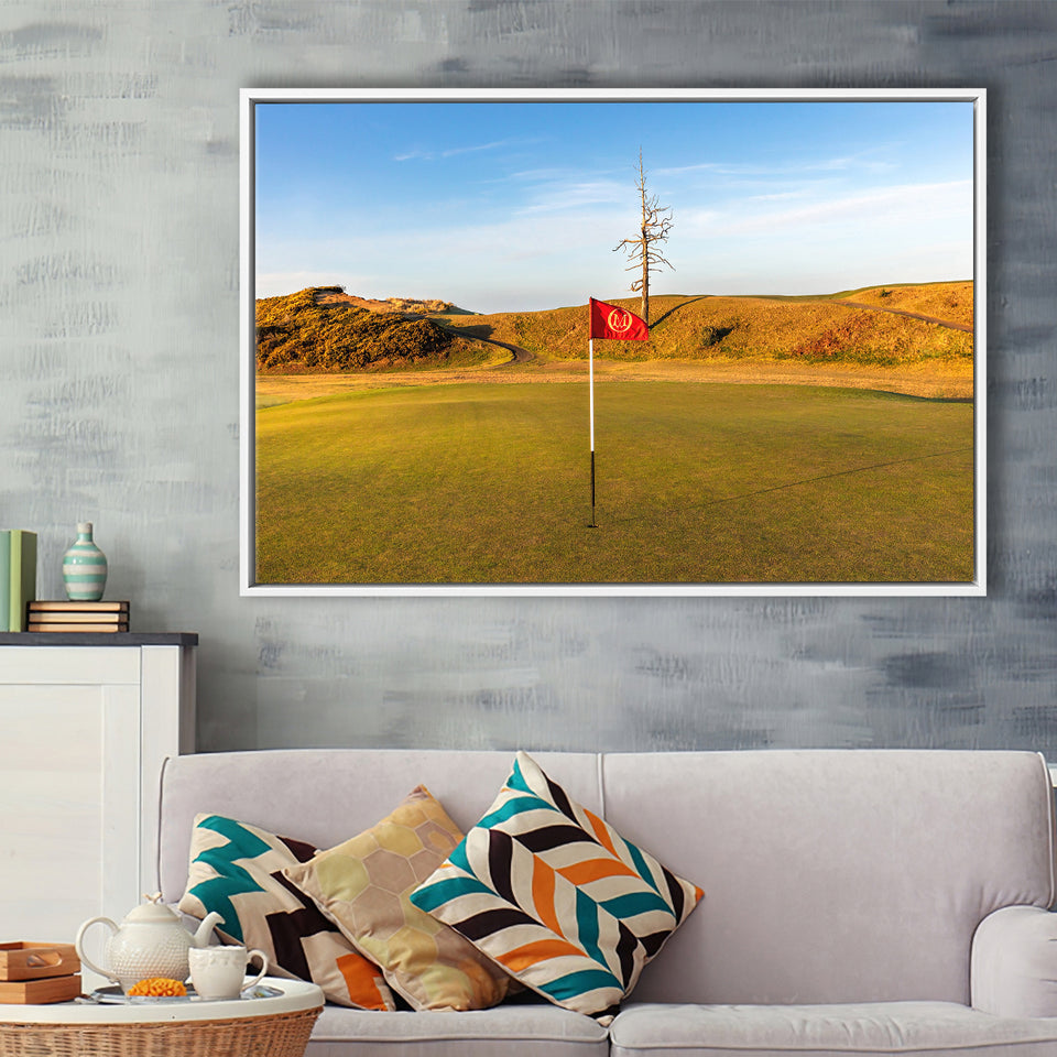 Old Macdonald Golf Course, Hole 2 With Ghost Tree, Golf Art Print, Framed Canvas Prints Wall Art Decor, Floating Frame