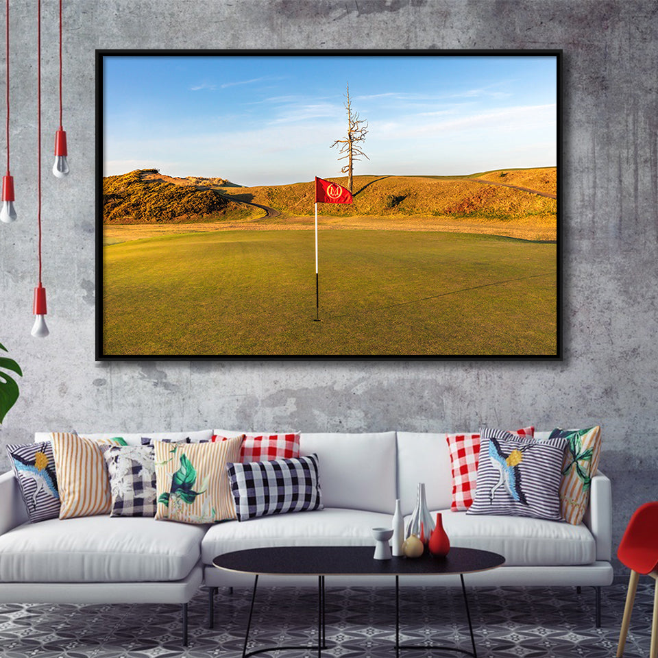 Old Macdonald Golf Course, Hole 2 With Ghost Tree, Golf Art Print, Framed Canvas Prints Wall Art Decor, Floating Frame