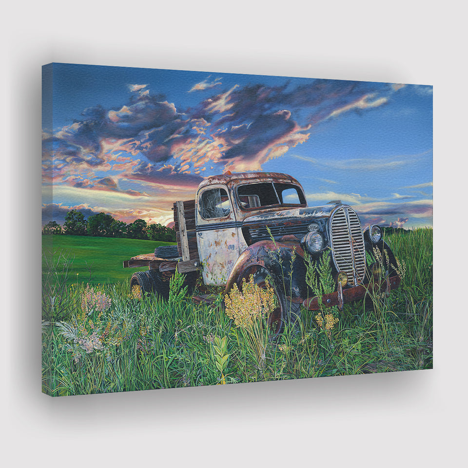 Old Pickup Truck Paintings Canvas Prints Wall Art - Painting Canvas, Wall Decor, Home Decor, Painting Prints, For Sale