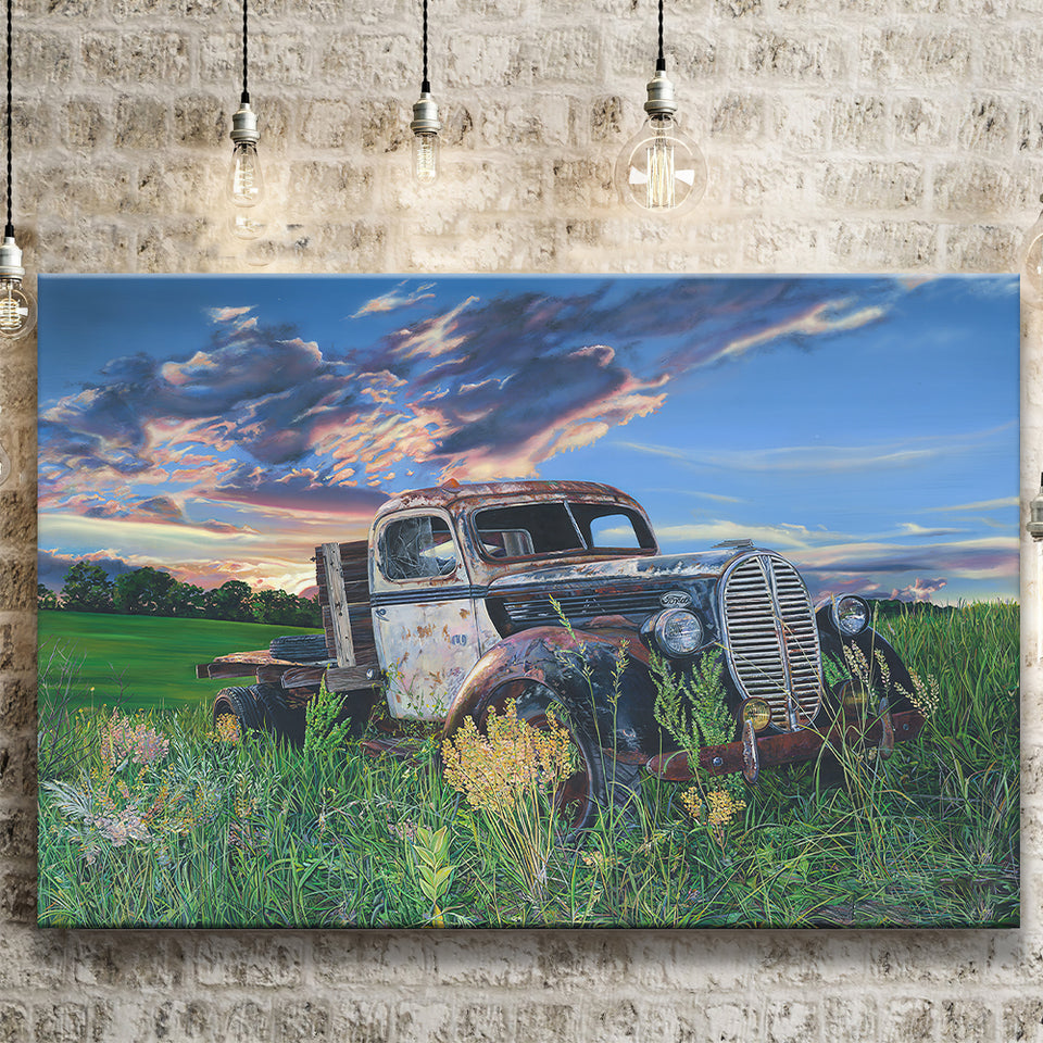 Old Pickup Truck Paintings Canvas Prints Wall Art - Painting Canvas, Wall Decor, Home Decor, Painting Prints, For Sale