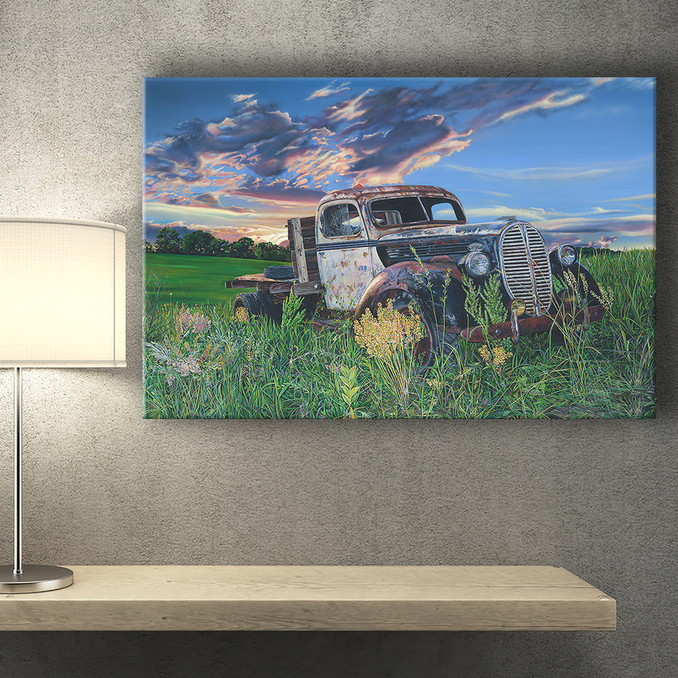 Old Pickup Truck Paintings Canvas Prints Wall Art - Painting Canvas, Wall Decor, Home Decor, Painting Prints, For Sale
