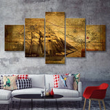 Old Pirates Treasure Map  5 Pieces Canvas Prints Wall Art - Painting Canvas, Multi Panels, 5 Panel, Wall Decor