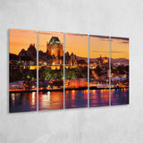 Old Quebec City, Quebec Skyline 5 Panels B,Large Canvas,Canvas Prints Wall Art Home Decor