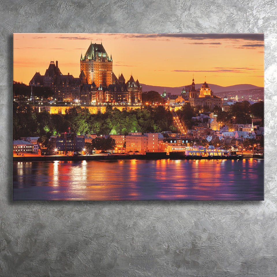 Old Quebec City, Quebec Skyline Canvas Prints Wall Art Home Decor - Painting Canvas, Ready to hang