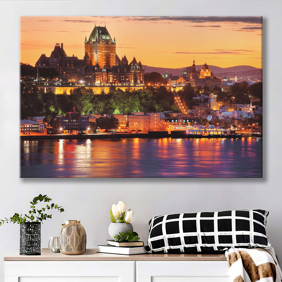 Old Quebec City, Quebec Skyline Canvas Prints Wall Art Home Decor - Painting Canvas, Ready to hang