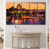 Old Quebec City, Quebec Skyline 5 Panels B,Large Canvas,Canvas Prints Wall Art Home Decor